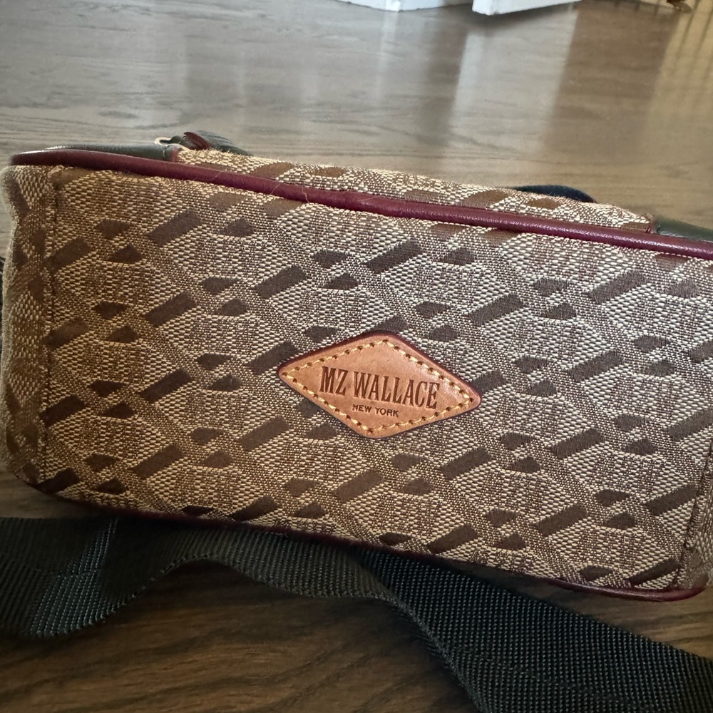 MZ Wallace Beige & Burgundy Crossbody Bag with Green Accents - Picture 3 of 9